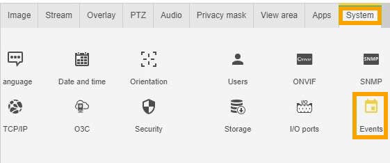 The AXIS Camera System tab.