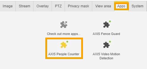The AXIS Camera Apps tab.