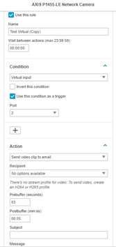 Selecting the condition and action for the Virtual Input profile.