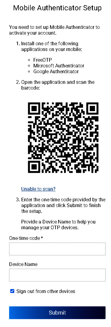 Mobile Authenticator Setup